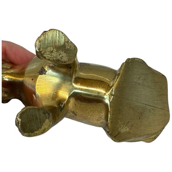 Vtg Brass Dog 3.5in X 4in Statue Figurine 80s Sitting Retro Boxer? MCM Solid - Picture 6 of 14